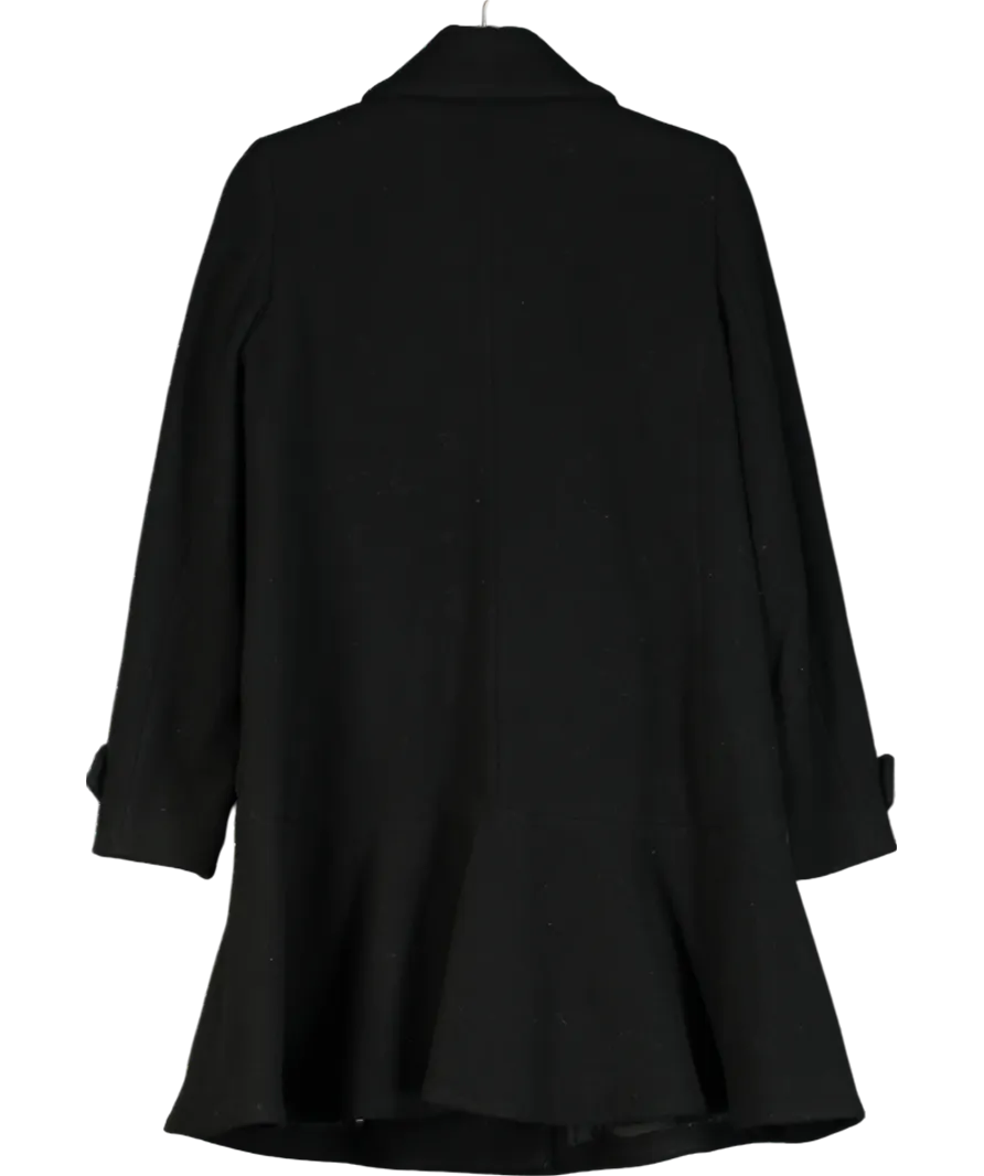 Emporio Armani Black Virgin Wool Peplum Hem Coat UK 6