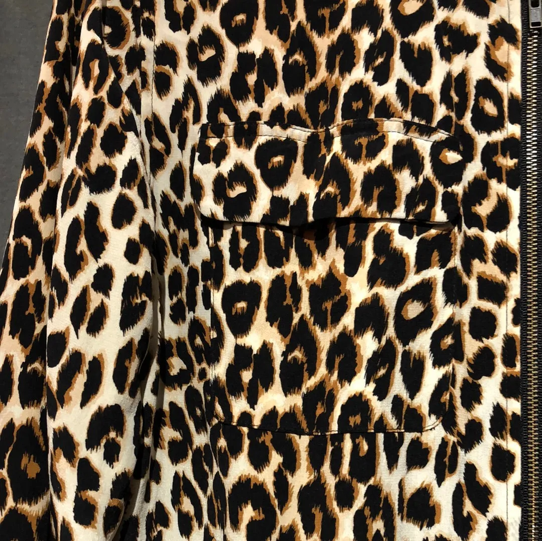 Equipment Silk Leopard Zip-Up Bomber Jacket