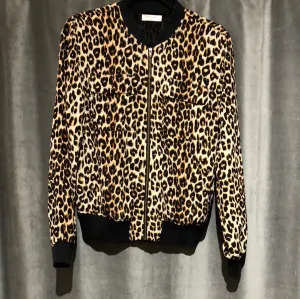 Equipment Silk Leopard Zip-Up Bomber Jacket