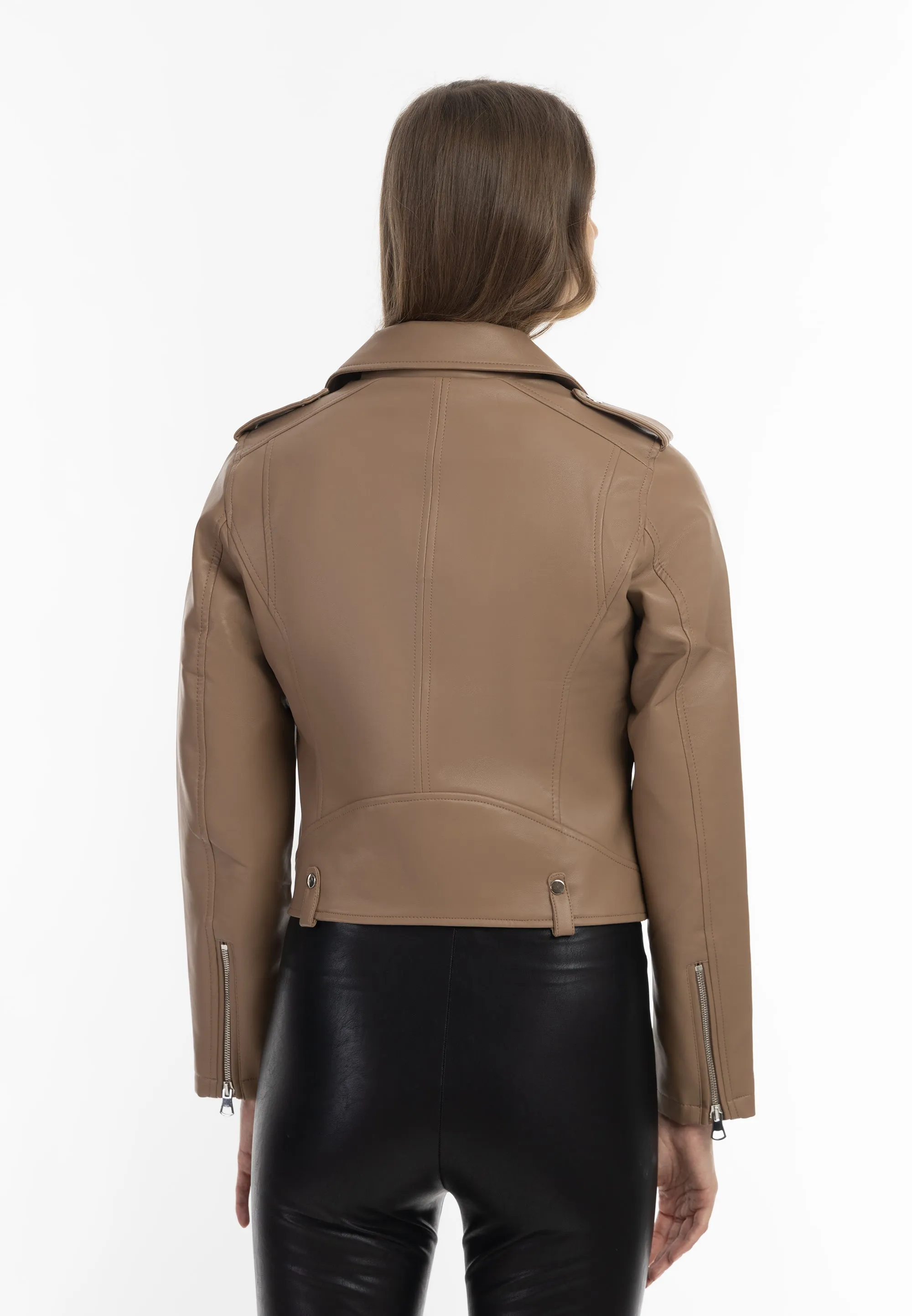 faina Women's Faux Leather Biker Jacket