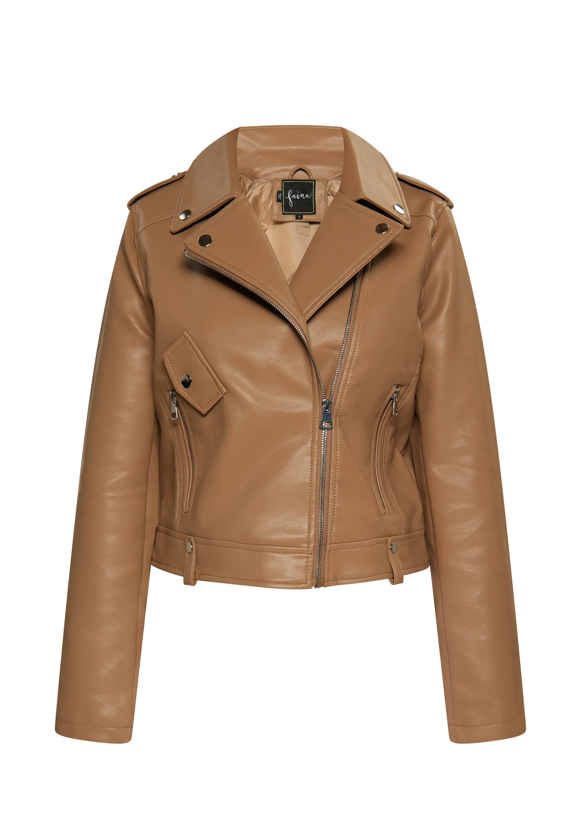 faina Women's Faux Leather Biker Jacket