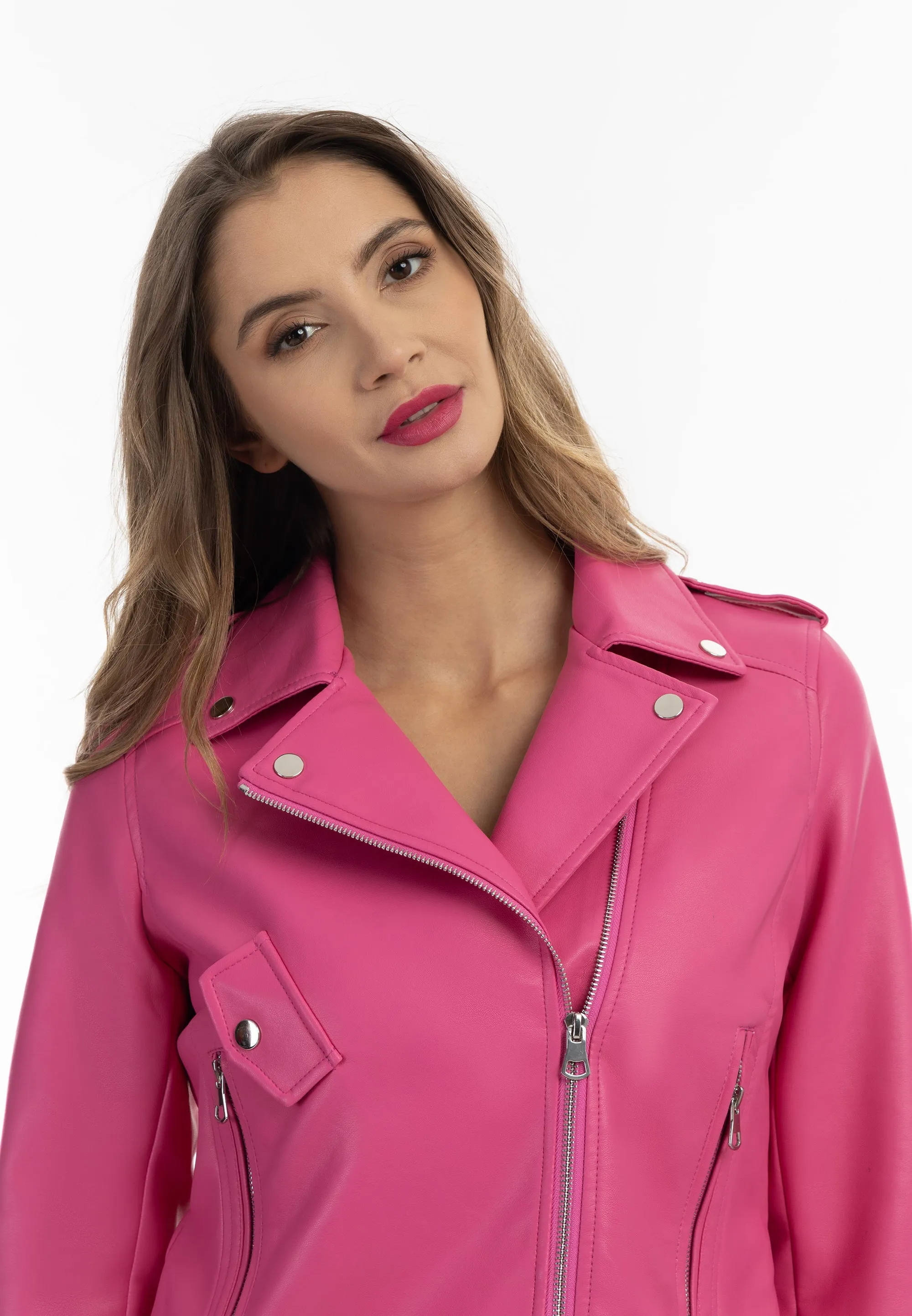 faina Women's Faux Leather Biker Jacket
