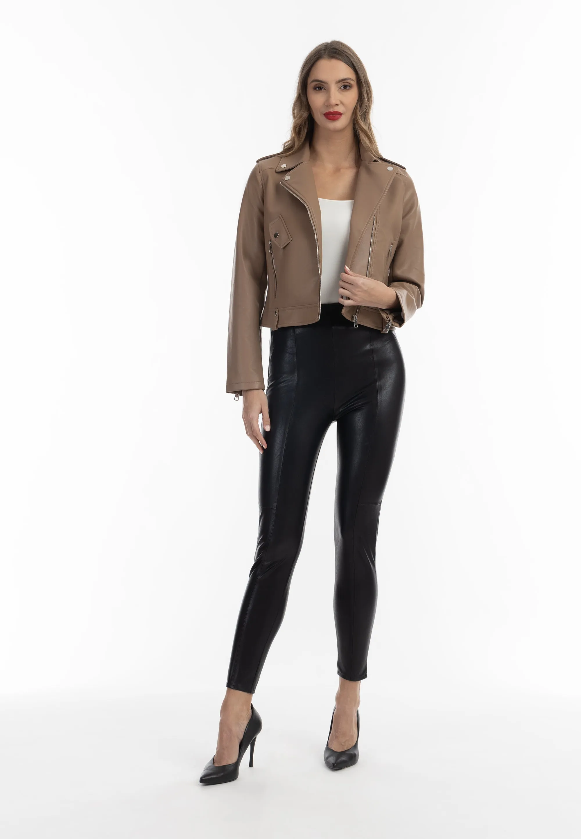 faina Women's Faux Leather Biker Jacket
