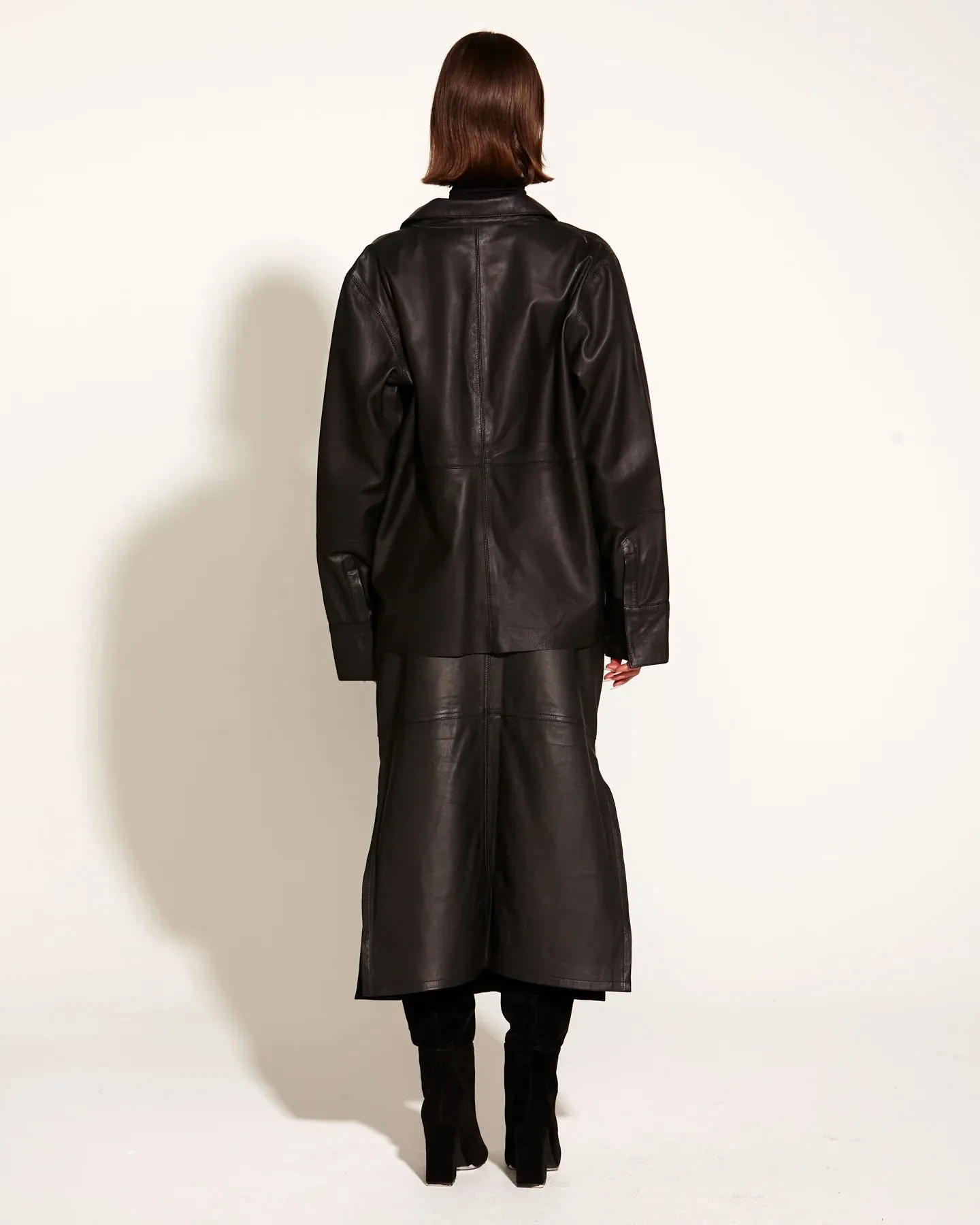 Fate & Becker - Underground 100% Leather Oversized Shacket - Black