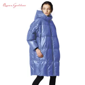 Female is long down jacket women 2017 parkas fashion casual loose filled 90% white duck coat cold weather plus size outwear