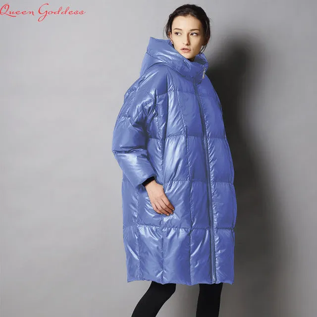 Female is long down jacket women 2017 parkas fashion casual loose filled 90% white duck coat cold weather plus size outwear