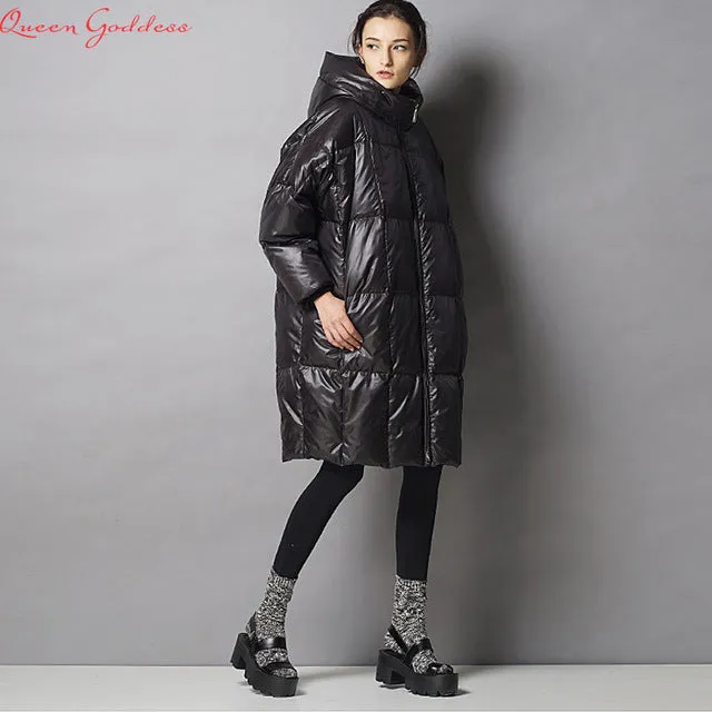 Female is long down jacket women 2017 parkas fashion casual loose filled 90% white duck coat cold weather plus size outwear