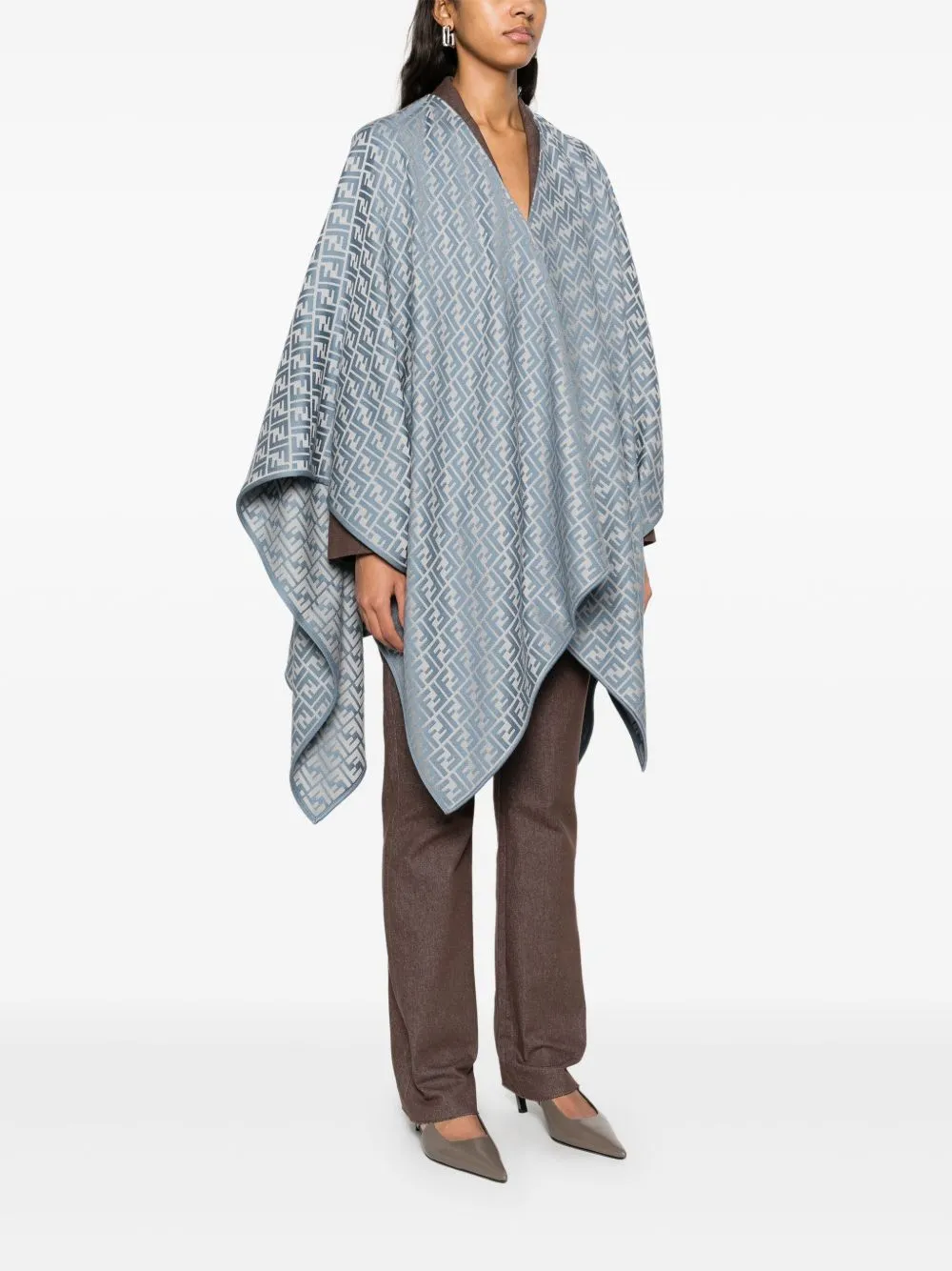 Ff wool and silk blend poncho