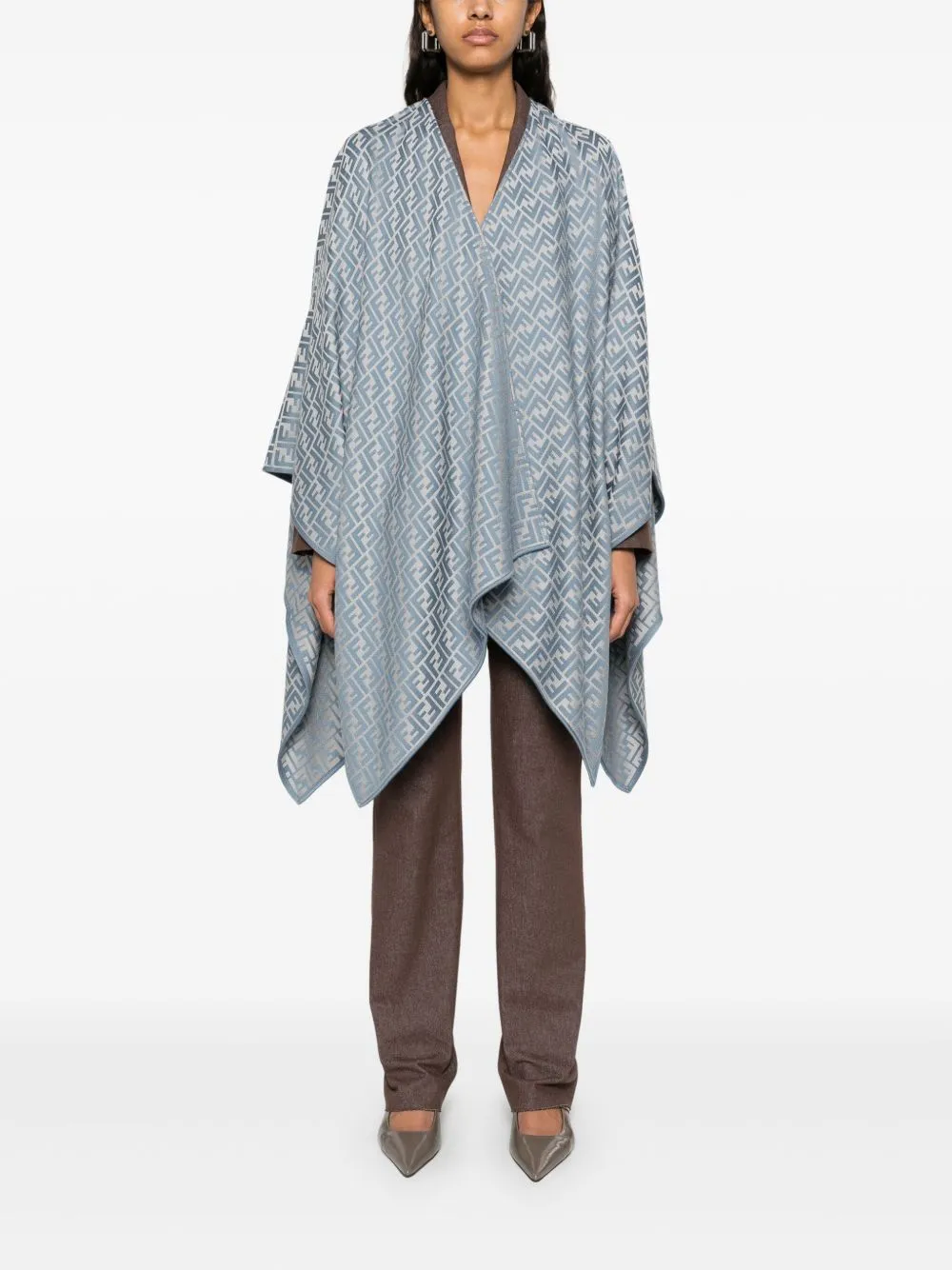 Ff wool and silk blend poncho