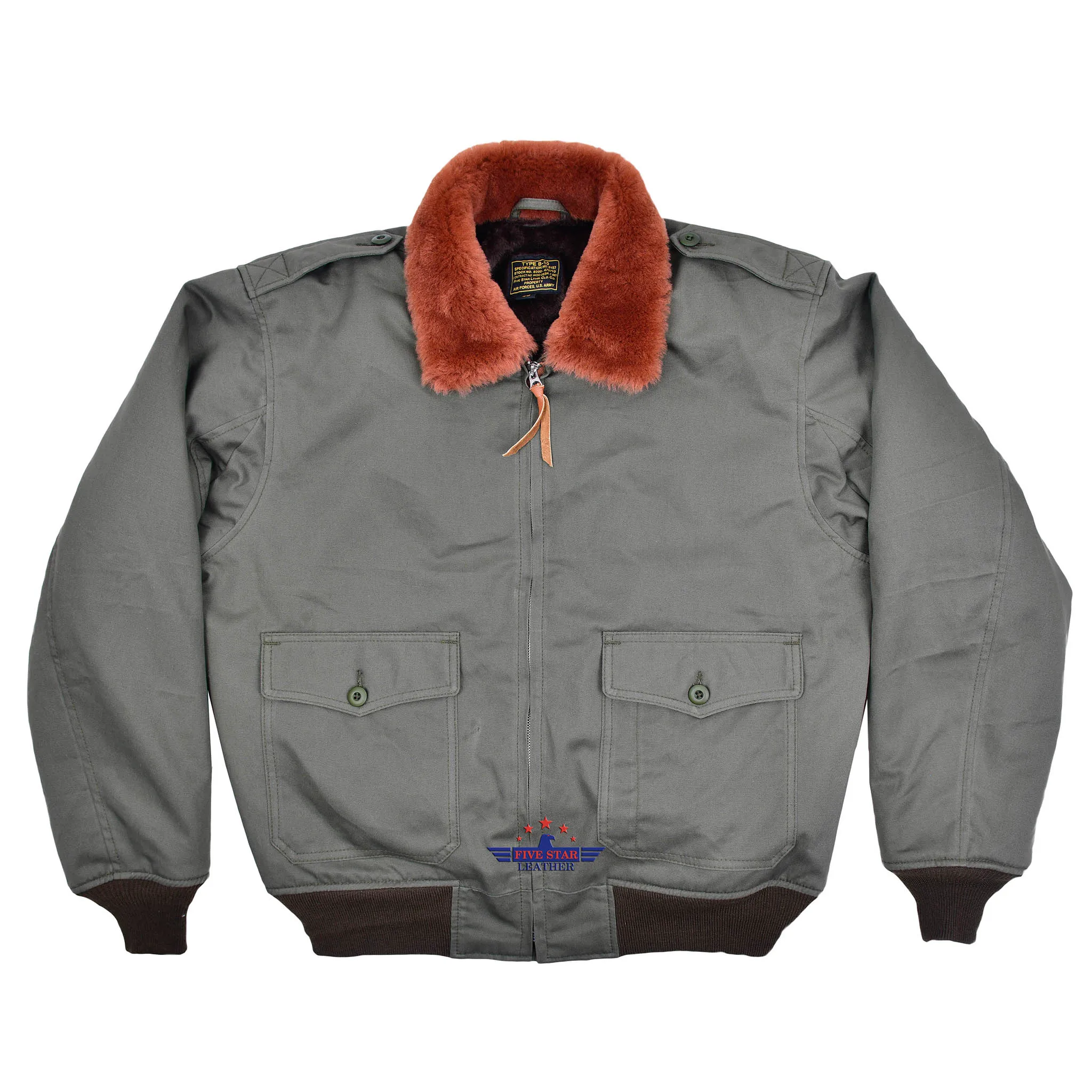FiveStar Leather Type B10 USAAF Military Cloth Flight Jacket Gray Cotton Fabric