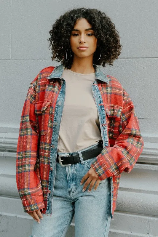 Flannel Jacket With Denim