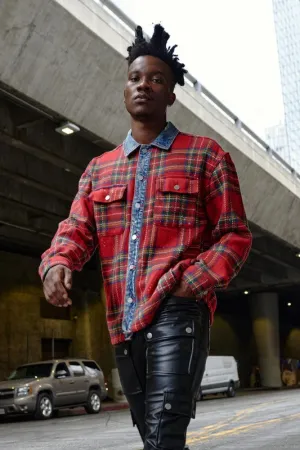 Flannel Jacket With Denim