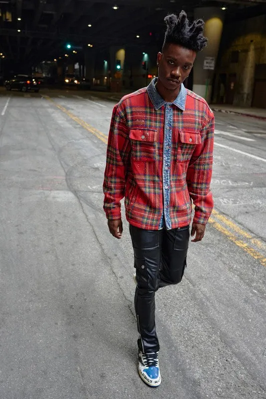 Flannel Jacket With Denim