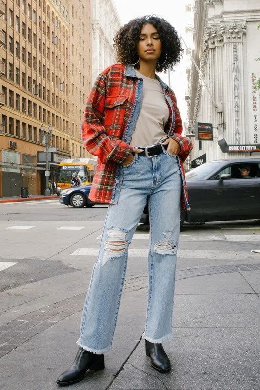 Flannel Jacket With Denim