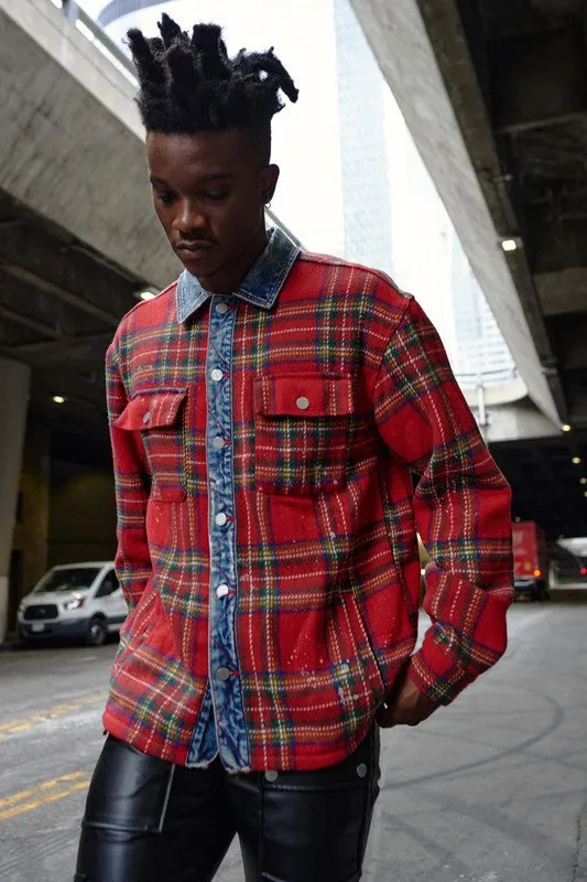 Flannel Jacket With Denim