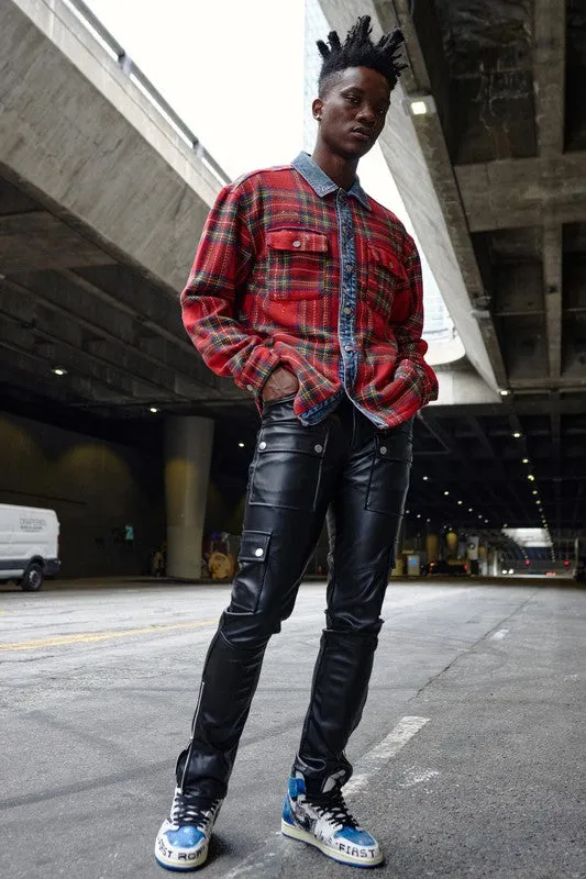 Flannel Jacket With Denim