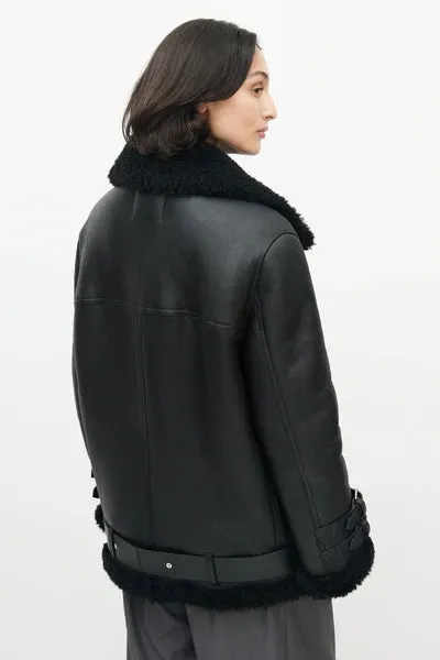 Fur Aviator Shearling Leather Bomber Jacket
