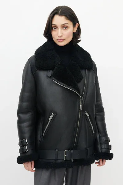 Fur Aviator Shearling Leather Bomber Jacket