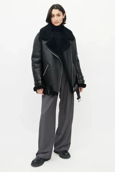 Fur Aviator Shearling Leather Bomber Jacket