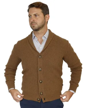 Gagliardi Camel Reclaimed Lambswool Fisherman's Rib Cardigan
