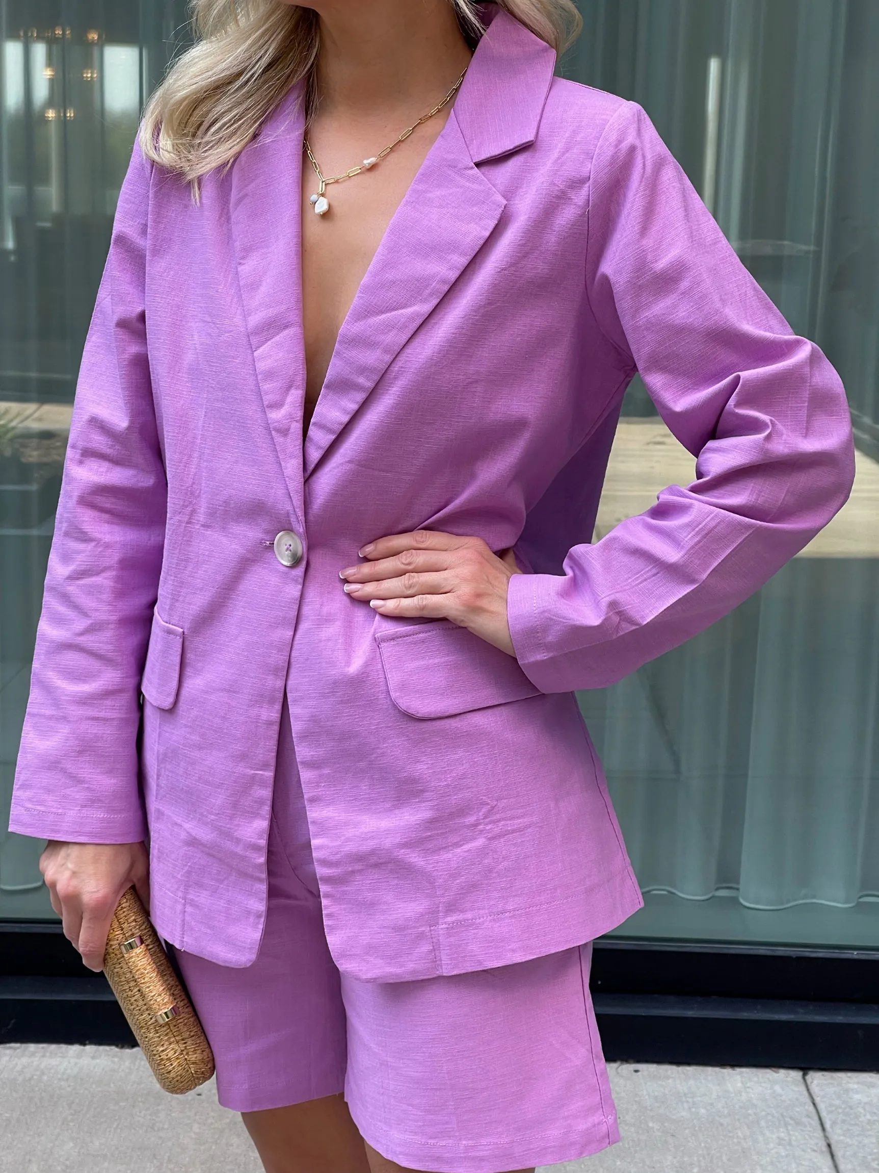 Gale linen shorts suit set