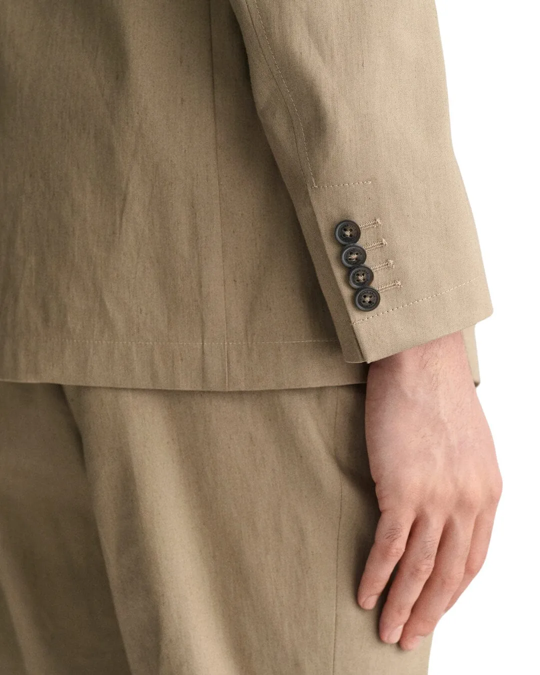 Gant Beige Slim Cotton Linen Suit Blazer