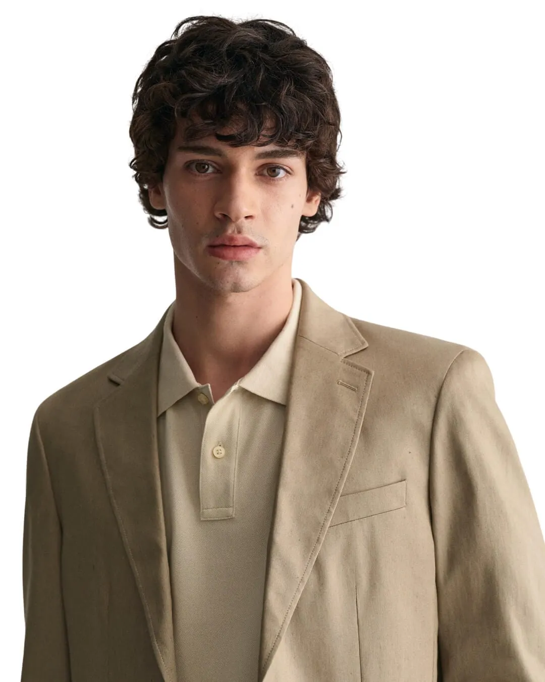 Gant Beige Slim Cotton Linen Suit Blazer