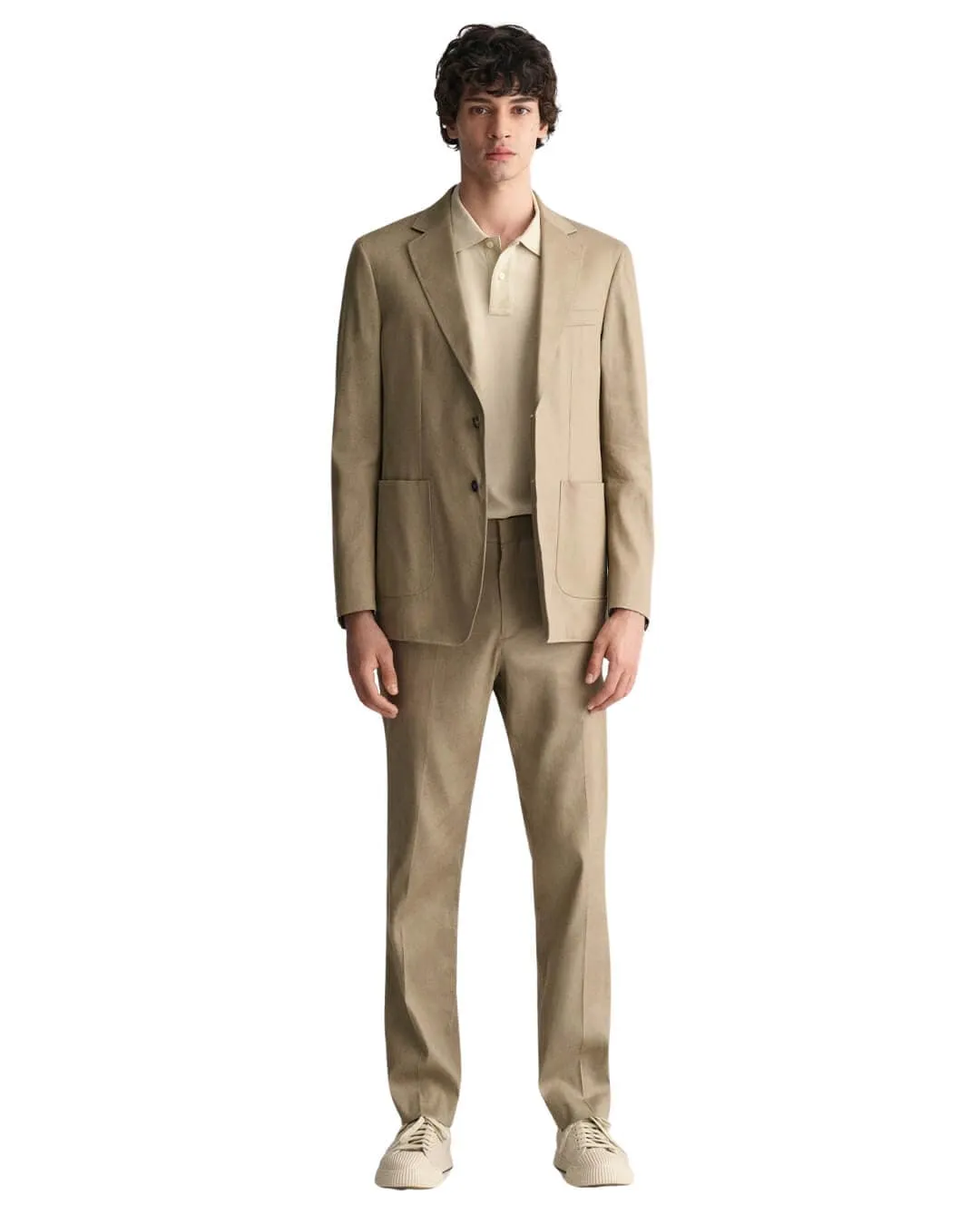 Gant Beige Slim Cotton Linen Suit Blazer