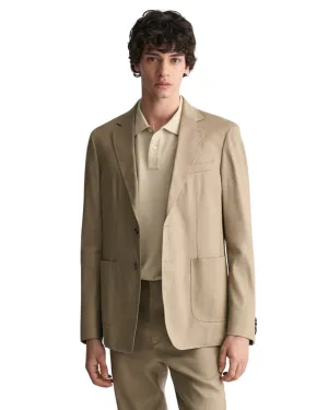 Gant Beige Slim Cotton Linen Suit Blazer