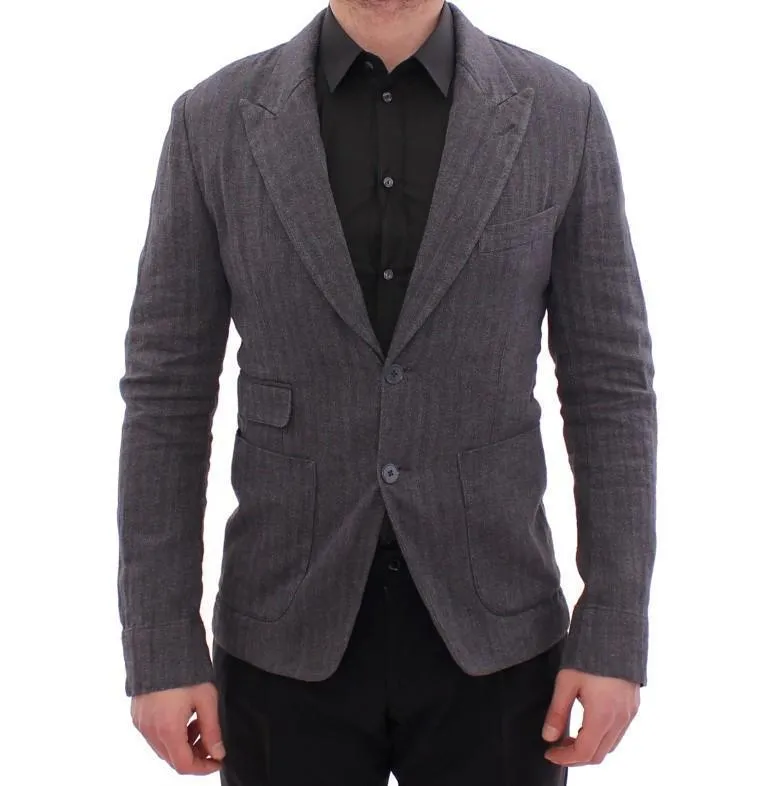 Gray linen slim fit blazer