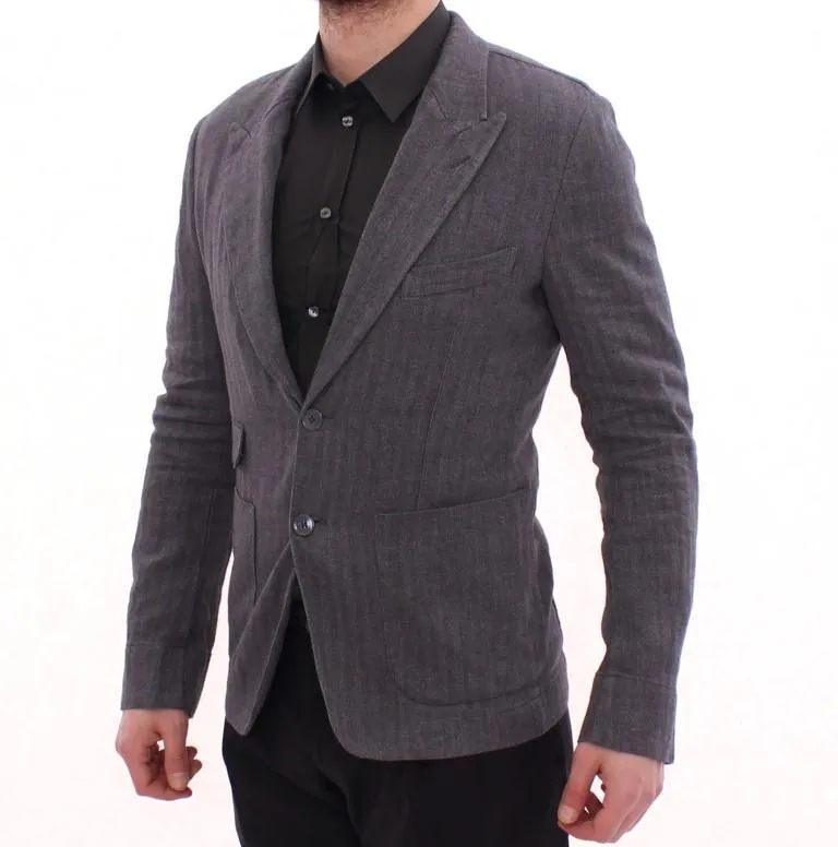Gray linen slim fit blazer