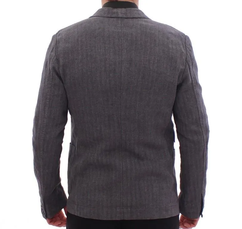 Gray linen slim fit blazer