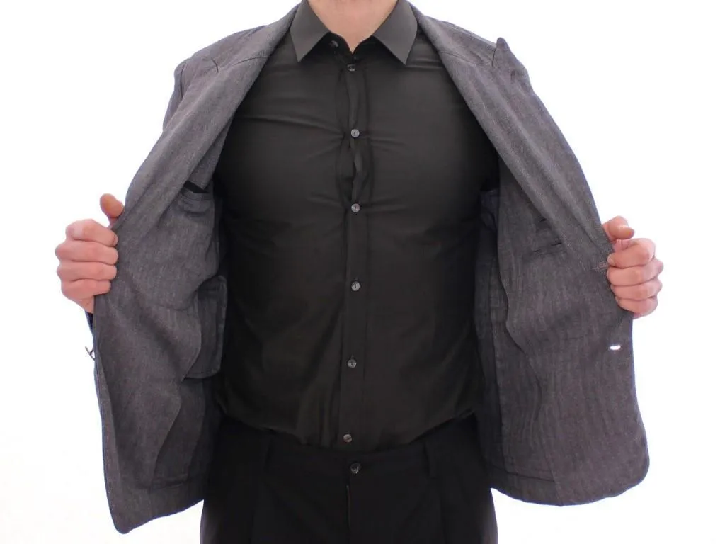 Gray linen slim fit blazer