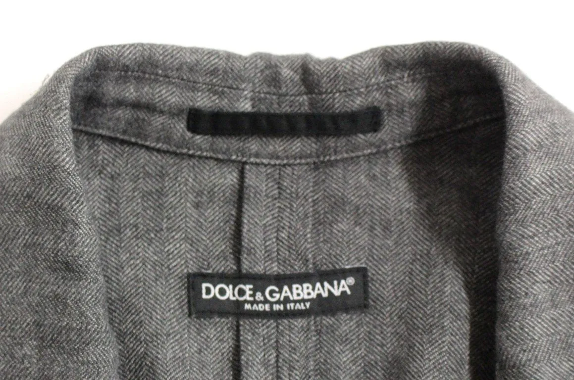 Gray linen slim fit blazer