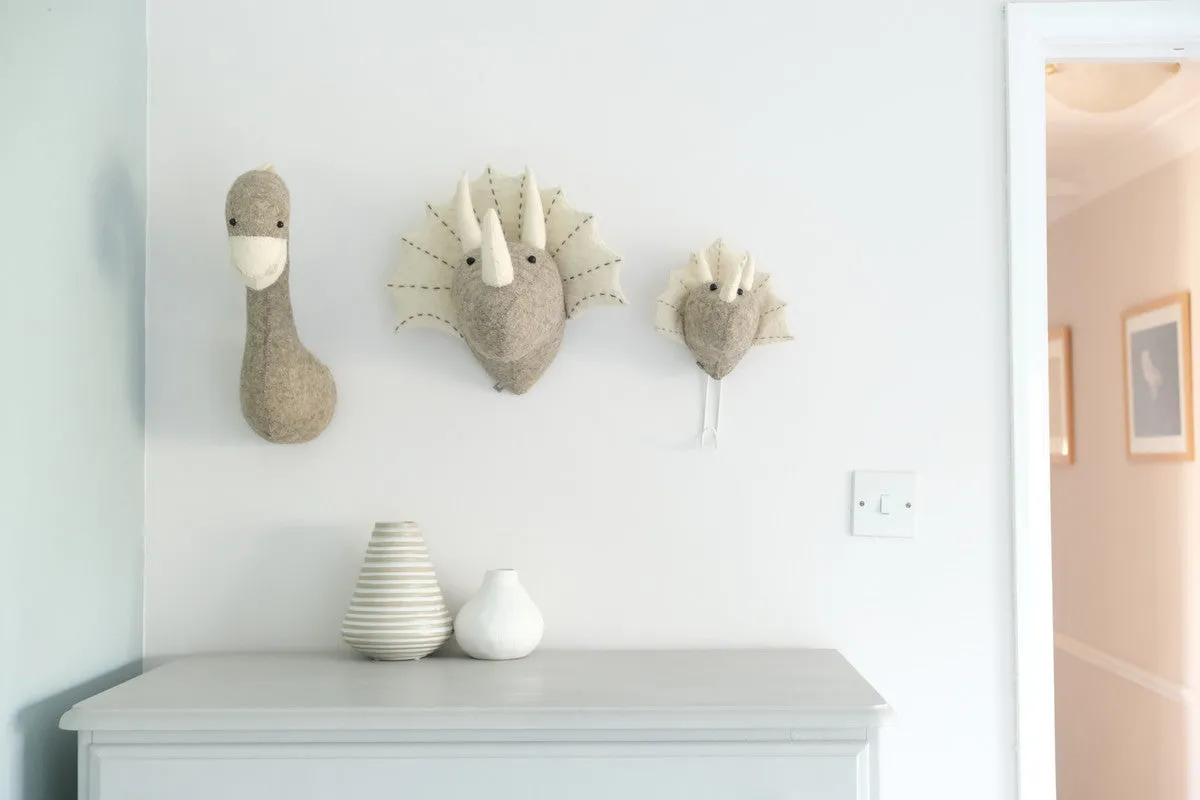 Grey Triceratops Head Coat Hook