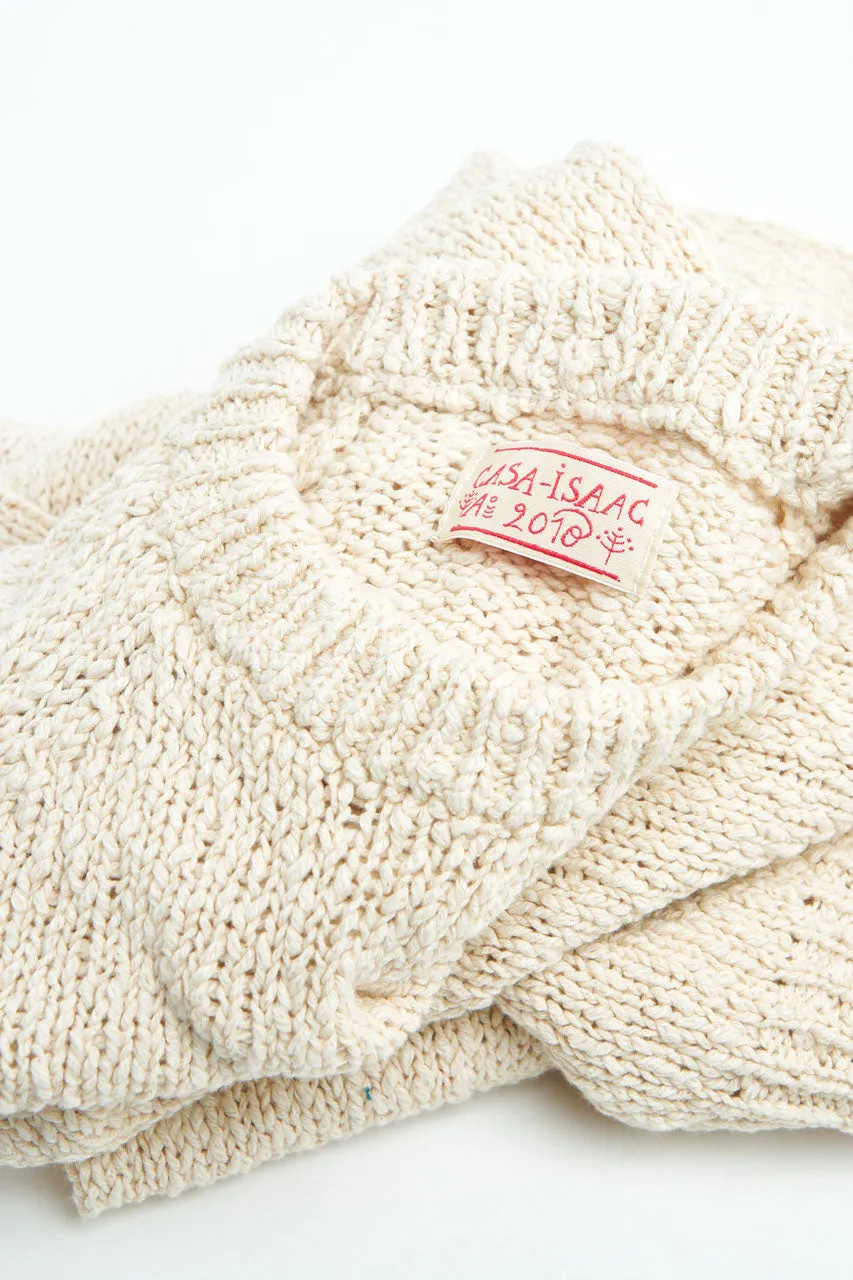 GRP X CASA-ISAAC Raglan Sweater Irregular Cotton Knit Ecru