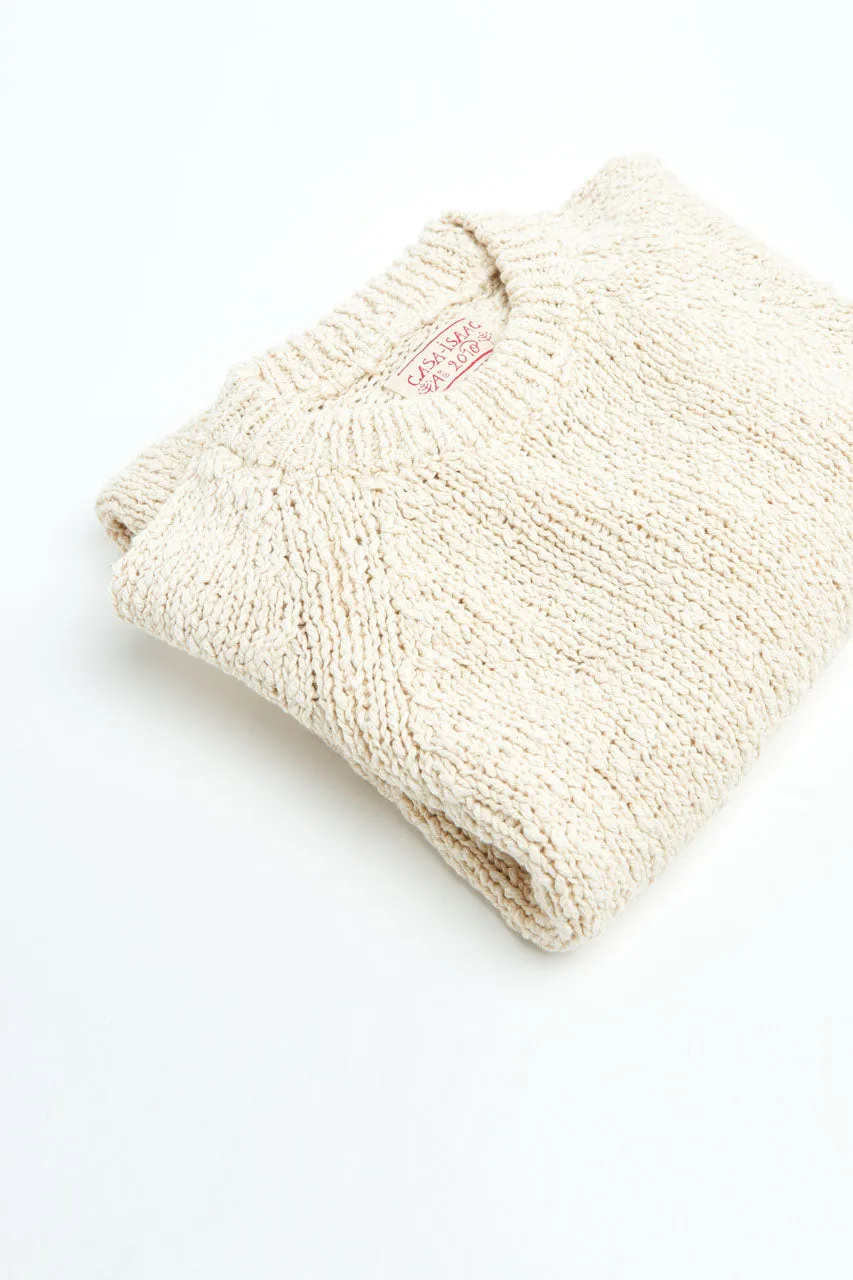 GRP X CASA-ISAAC Raglan Sweater Irregular Cotton Knit Ecru