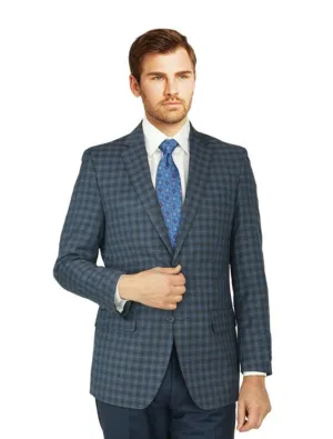 Gruppo Bravo - Navy/Brown Check Mantoni Wool Sport Coat