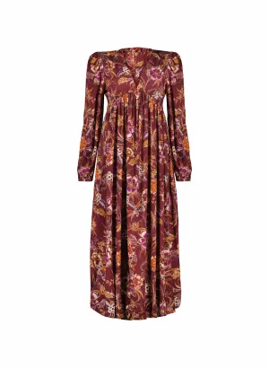 Gwyneth LENZING™ ECOVERO™ V-Neck Midi Dress | Garnet Woodland Print