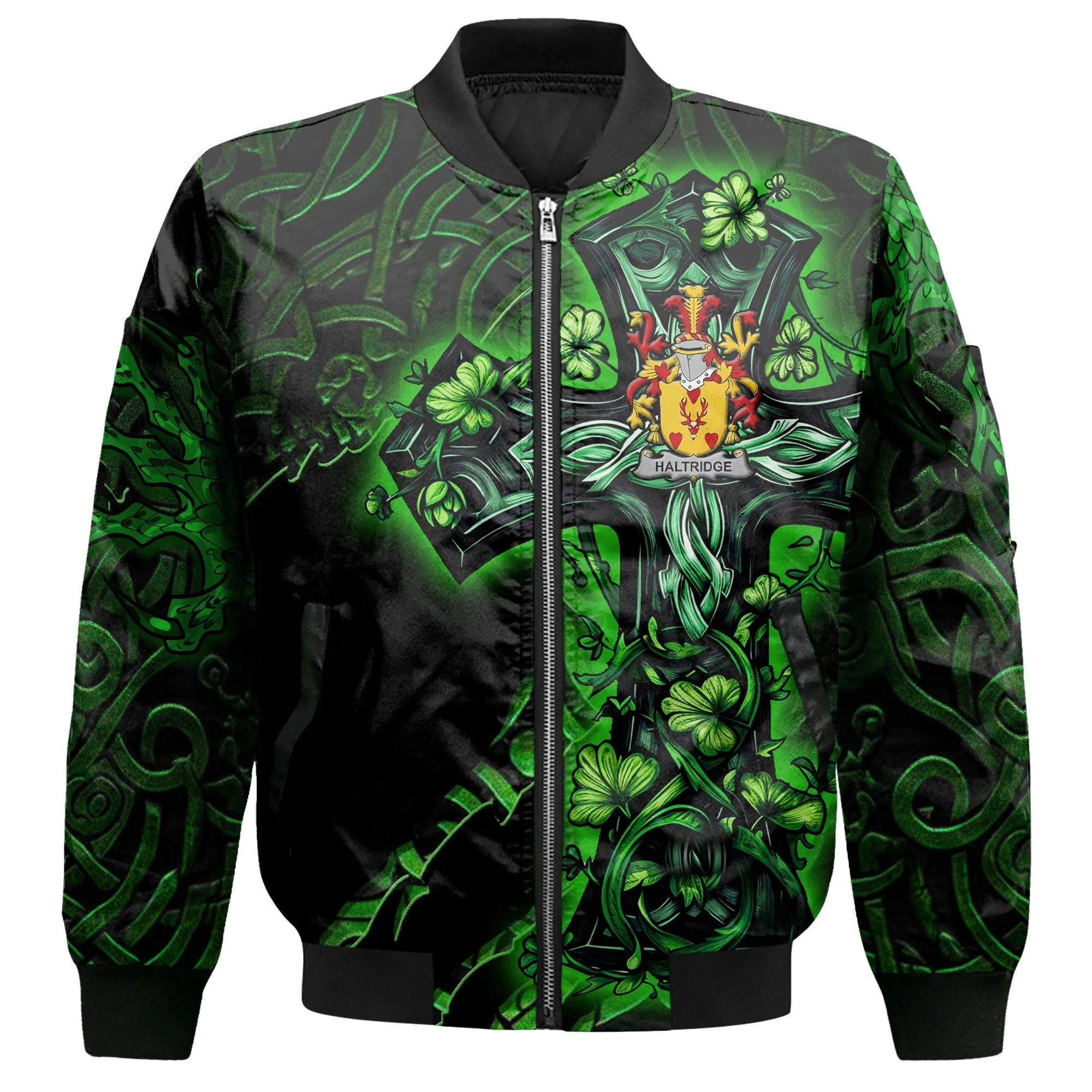 Haltridge Bomber Jackets Celtic Cross And Dragon Style