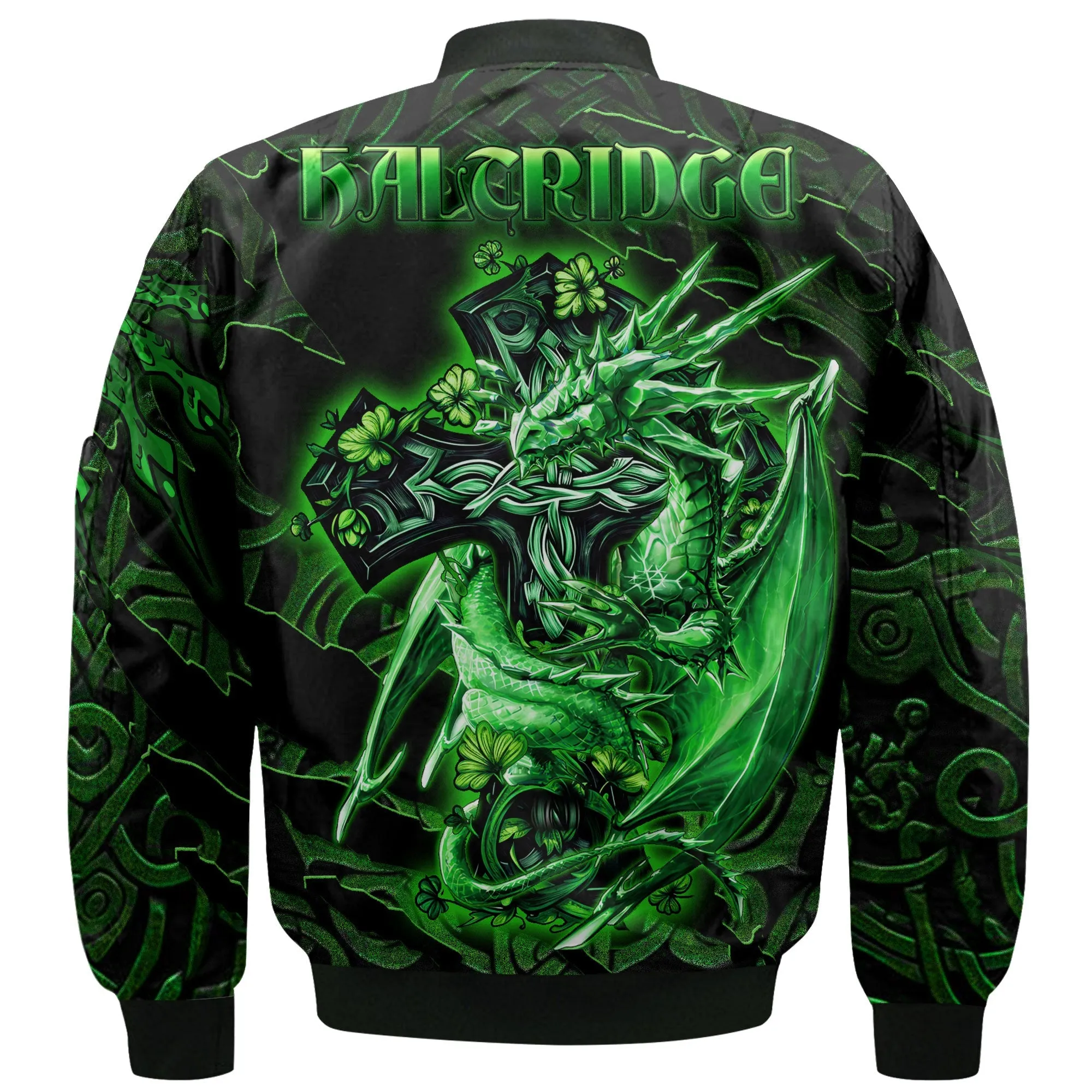 Haltridge Bomber Jackets Celtic Cross And Dragon Style