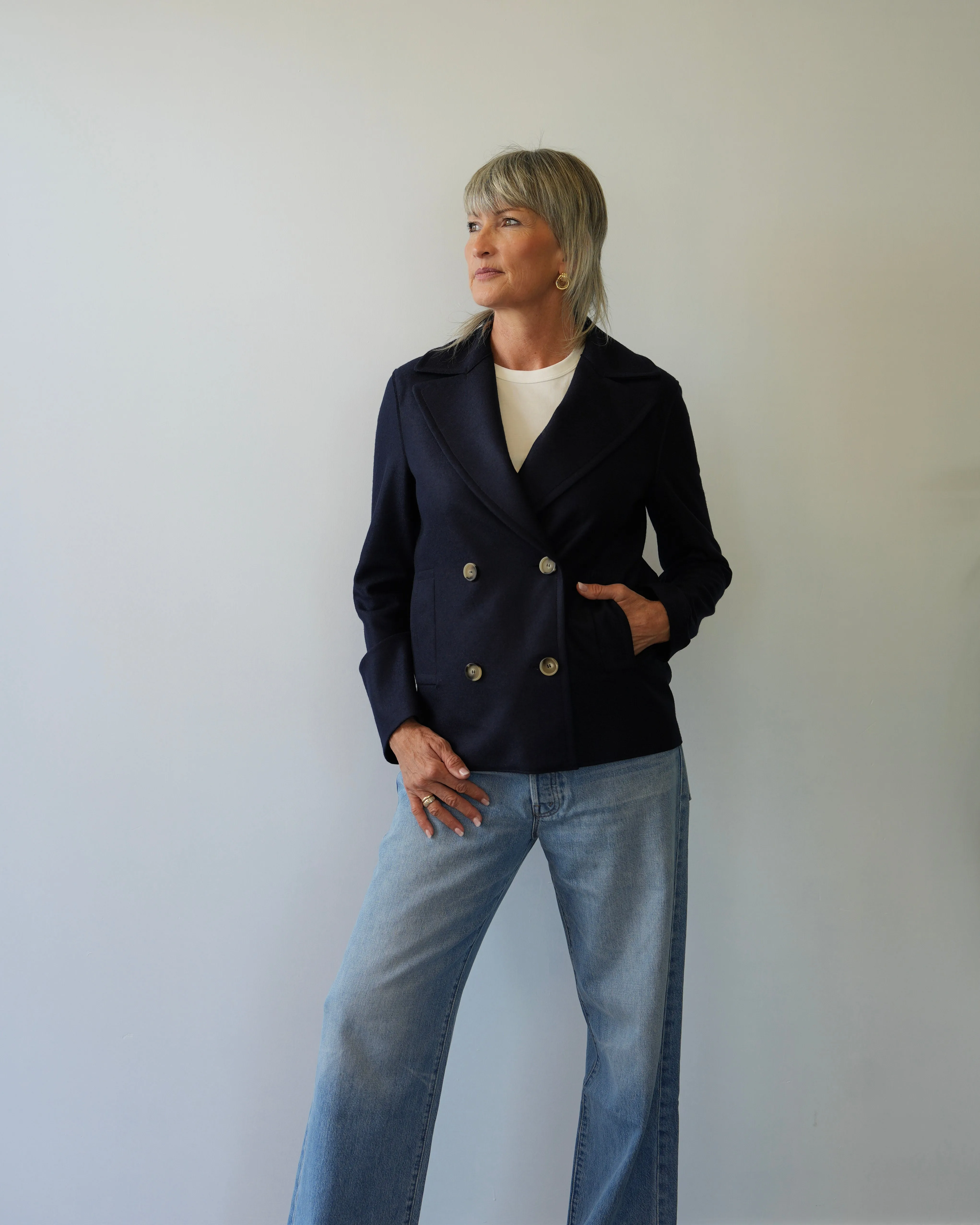 Harris Wharf London | Peacoat Light Pressed Wool - Navy Blue