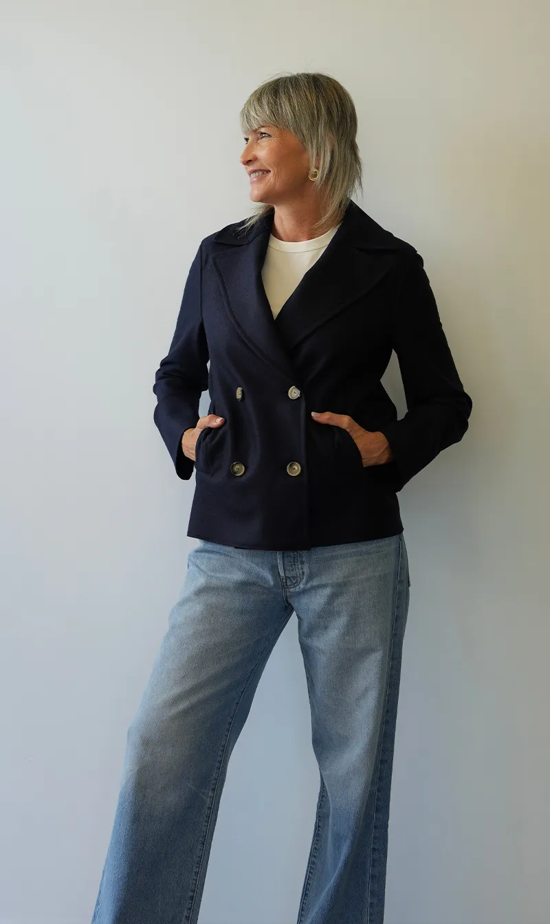 Harris Wharf London | Peacoat Light Pressed Wool - Navy Blue