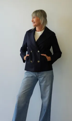 Harris Wharf London | Peacoat Light Pressed Wool - Navy Blue