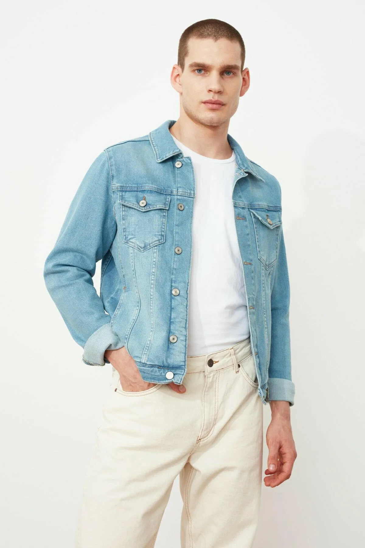 HB Mens Denim Jacket Stretchable Fine Lycra