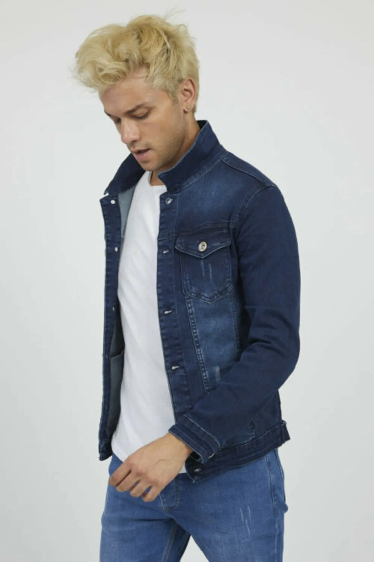 HB Mens Denim Jacket Stretchable Fine Lycra