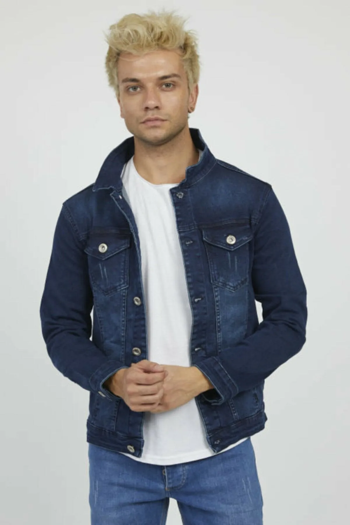 HB Mens Denim Jacket Stretchable Fine Lycra