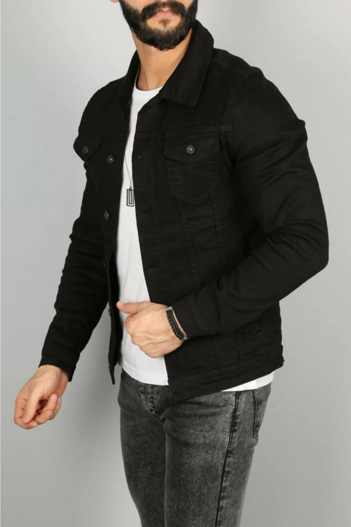 HB Mens Denim Jacket Stretchable Fine Lycra