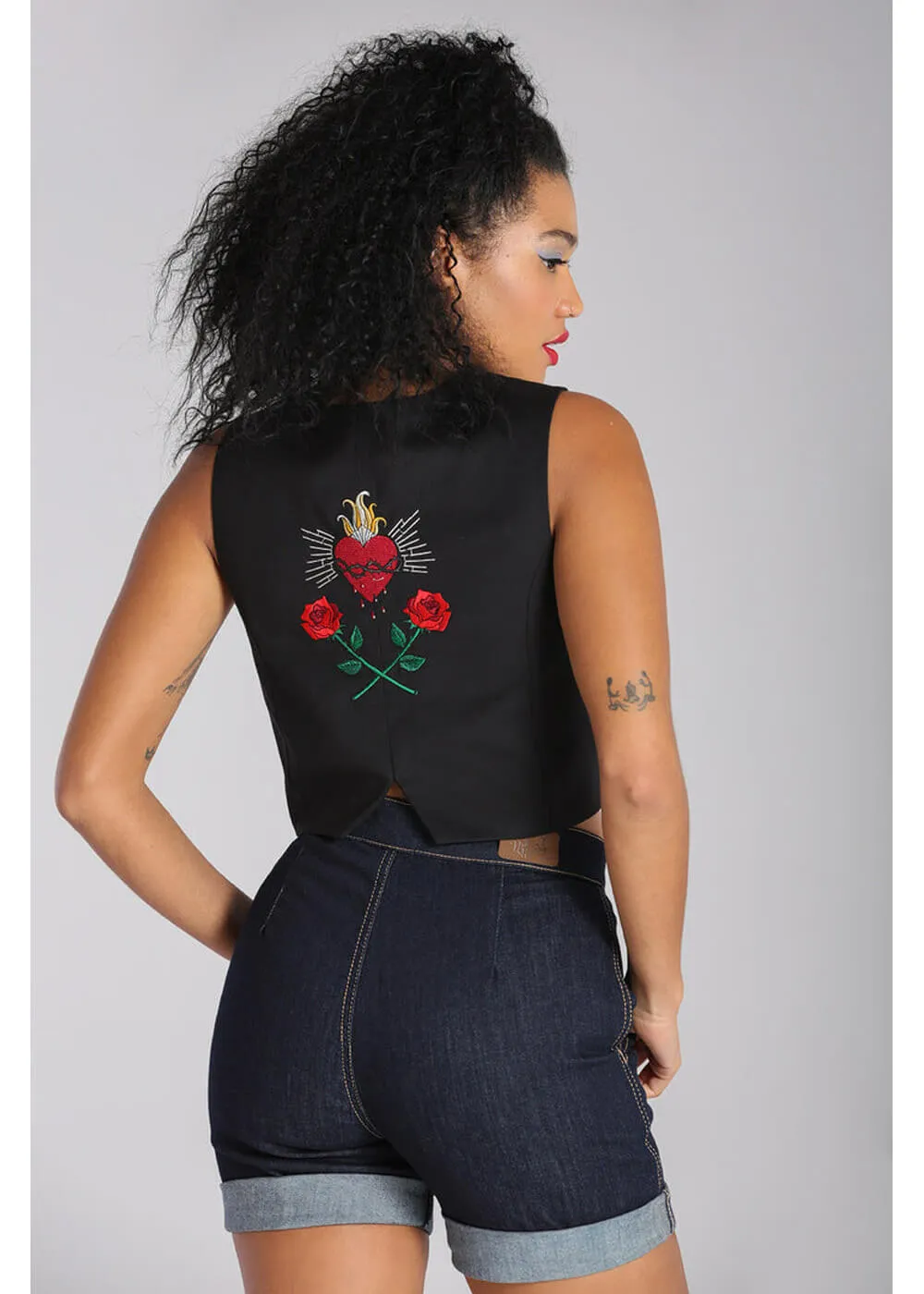 Hell Bunny Viva Maria Waistcoat Black
