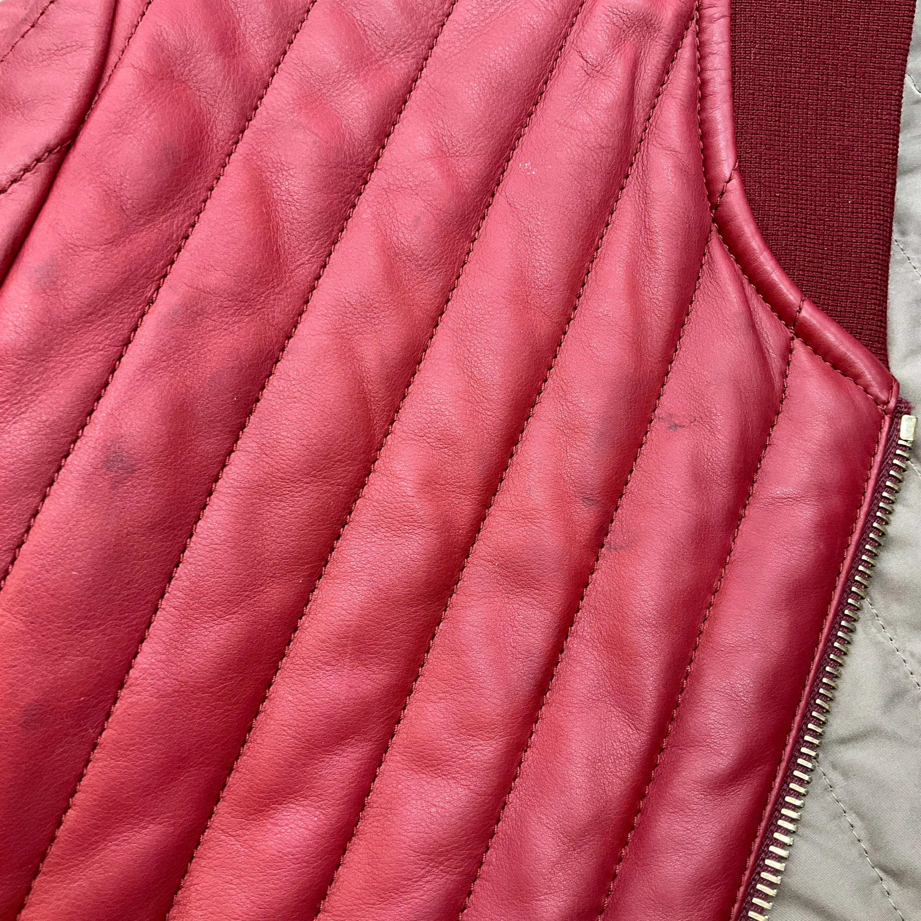 Hermes Deep Red Quilted Calfskin Leather Jacket